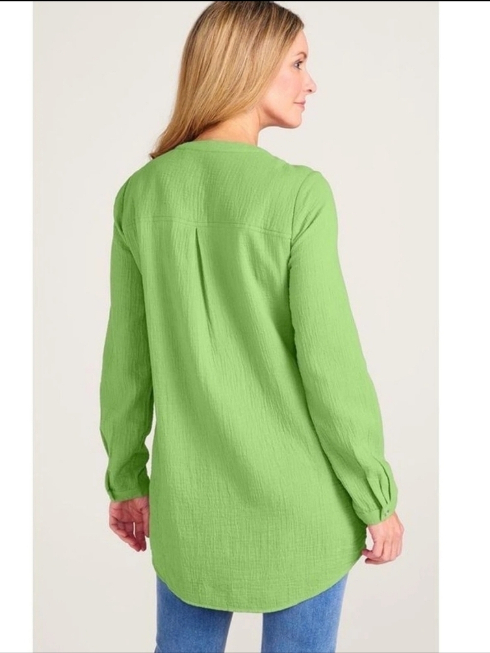 Soft Surroundings Womens Green Gauze Tunic Shirt ResortWear Sz M - Picture 3 of 7